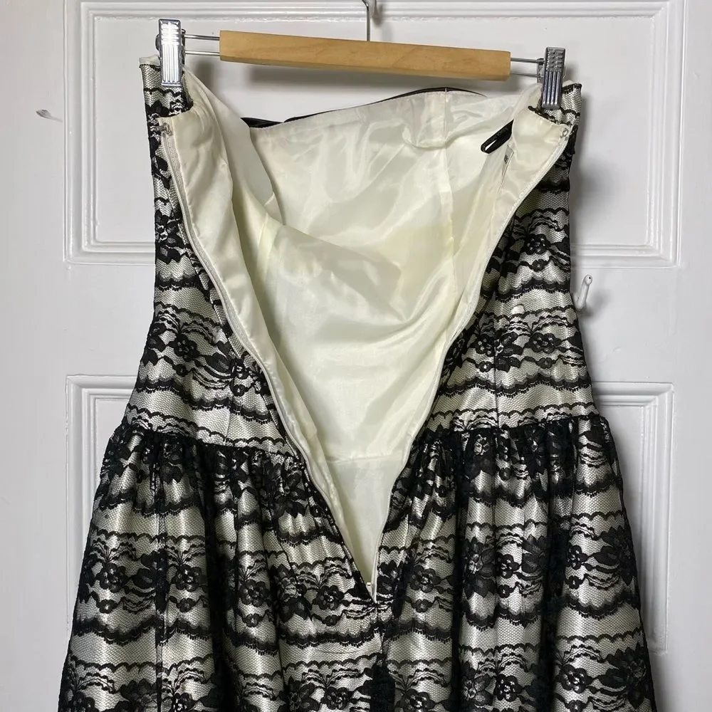 GUNNE SAX Jessica McClintock Strapless Floral Lace Overlay Prom Dress Sz 9 - Picture 9 of 13